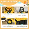 HOMCOM Ride On Tractor, 2 in 1 Kids Ride On Digger Pull Cart with Bucket, Under Seat Storage, Horn, High Backrest, Ride On Toy for 1.5-4 Years, Yellow