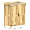 Outsunny Wooden Garden Shed, Garden Tool Storage Shed with Hinged Roof and Shelf, Outdoor Storage Cabinet with Double Doors, Natural Wood Finish