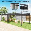 Outsunny 4 x 3(m) Metal Outdoor Pergola with Retractable Roof, Outdoor Gazebo Canopy Shelter with Drainage Holes for Garden, Patio, Lawn, Black