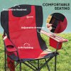 Outsunny Set of 2 Folding Camping Chairs, Padded Camping Chairs with Adjustable Armrests, Portable & Lightweight Folding Camp Chair with Cooler Bag, Cup Holder and Side Pockets, Red