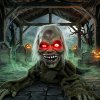 HOMCOM Halloween Animatronic Crawling Zombie Halloween Decoration with Light-Up Eyes and Creepy Sound, Wailing Zombie Prop for Haunted House Props Halloween Covered Outdoor Decoration