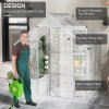 Outsunny 6 x 6ft Polycarbonate Greenhouse, Walk-In Greenhouse with Sliding Door, Adjustable Window, Aluminium Frame and Foundation, Garden Grow House with Rain Gutter, Silver