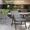 Outsunny Outdoor Folding Dining Chair, PE Rattan Chair with Armrests, High Backrest, for Garden, Camping, Balcony, Porch, Light Grey
