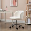 HOMCOM Office Chair, Cosy Teddy Fleece Upholstery Desk Chair with Backrest and Wheels for Home Office, White