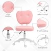 Vinsetto Cute Armless Office Chair, Small PU Leather Computer Desk Chair with Adjustable Height, Swivel Wheels, Mid Back, Pink