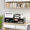 HOMCOM Desktop Printer Stand with Storage, 2-Tier Desk Organizer with 3 Open Compartments for Home Office, Black