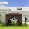 Outsunny 3 x 3 Meters Pop Up Water Resistant Gazebo Wedding Camping Party Tent Canopy Marquee with Carry Bag and 2 Windows, Coffee