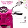 AIYAPLAY Vespa Licensed 12V Kids Electric Motorbike, Kids Ride on Motorcycle with Music, Headlight, MP3, FM Radio, Two Training Wheels, for 3-6 Years - Pink