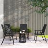 Outsunny Folding Garden Chairs Set of 4, PE Rattan Garden Dining Chairs with Armrests, High Back and Steel Frame, Weather Resistant Outdoor Dining Furniture for Patio, Balcony, Black