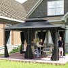 Outsunny 4m x 3(m)Garden Gazebo, Double Roof Outdoor Gazebo Canopy Shelter with Curtains, Solid Steel Frame for Patio, Garden, Black