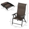 Outsunny Set of 4 Outdoor Wicker Folding Chairs, Patio PE Rattan Dining Armrests Chair set with 7 Levels Adjustable Backrest, for Outdoors, Camping, Dark Brown
