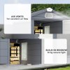 Outsunny 4 x 6ft Plastic Garden Storage Shed with Ventilation Slots and Lockable Door, Polypropylene Outdoor Storage Tool House with Foundation Kit, Grey
