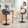 HOMCOM Bar Stools Set of 2, Swivel Barstools, Height Adjustable Breakfast Bar Chairs with Backrest and Footrest for Kitchen Island Counter, Dining Room, Dark Grey