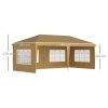 Outsunny 3 x 6m Garden Pop Up Gazebo, Height Adjustable Marquee Party Tent with Sidewalls, Storage Bag, Khaki