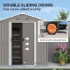 Outsunny 6.5ft x 3.5ft Garden Storage Shed, Large Metal Shed for Outdoor Storage with Double Sliding Doors and 4 Vents, Grey