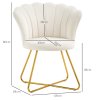 HOMCOM Modern Armchair, Velvet Tufted Accent Chair with Lotus Backrest, Occasional Tub Chair with Steel Legs for Living Room, Bedroom, Cream