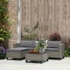 Outsunny 5 Pieces PE Rattan Garden Furniture Set, 4 Seater Garden Corner Sofa Set with Glass Coffee Table, Wicker Outdoor Furniture Set with Cushions for Patio Deck, Dark Grey