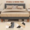 HOMCOM 5ft King Bed Frame with Underbed Storage, Upholstered Platform Bed Frame with Tufted Headboard and Wood Slat Support, No Box Spring Needed, Easy Assembly, Grey