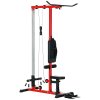 SPORTNOW Lat Pull Down Machine with Adjustable Seat, High and Low Pulley Cable Machine with Flip-Up Footplate, Multi-Function Home Gym Fitness Equipment - Red