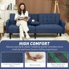 HOMCOM Click Clack Sofa Bed, Linen-Feel Fabric 3 Seater Sofa for Living Room/Spare Room/Guest Room, Bed Settee with Cup Holders