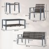 Outsunny 6 Piece Rattan Garden Furniture Set with 3-Seater Sofa, 2 Chairs and 2 Footstools, 7 Seater Outdoor Sofa Set with Glass Top Coffee Table and Cushions for Balcony, Grey