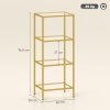 HOMCOM 4-Tier Shelving Unit, Modern Glass Shelf, Bookshelf, Storage Rack for Living Room, Home Office, Bedroom, Bathroom, 40 x 30 x 97 cm, Gold Tone
