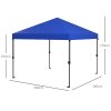 Outsunny 3 x 3(m) Pop Up Gazebo, 1 Person Easay Setup Marquee Party Tent with 1-Button Push, Adjustable Straight Legs, Wheeled Bag, Stakes, Ropes, Sandbags, Instant Shelter, Blue