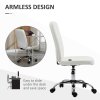Vinsetto Armless Office Chair, Faux Leather Desk Chair with Adjustable Height, Button Tufted, White