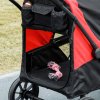 PawHut Dog Stroller, Easy Folding Pet Stroller for Large Dogs, Puppy Pram Pet Pushchair with 4 Big Wheels, Shock-Absorbing Frame, Safety Leashes, Brakes, Red/Black