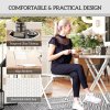 Outsunny 3 Pieces Outdoor Bistro Set, Glass Top Outdoor Table and 2 Folding Chairs, Garden Furniture Set with Protecting Feet, Steel Frame, Easy Clean, White