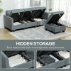 HOMCOM Convertible Modular Sectional Sofa with Storage, Tufted 3 Seater Sofa Set, L Shaped Couch with Ottoman, Wood Frame for Living Room