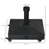 Outsunny Heavy Duty Garden Parasol Base Stand with Wheels, 18kg Sand or 16kg Water Filled Patio Umbrella Base Square Outdoor Umbrella Stand Holder, Black