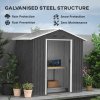 Outsunny 6.5 x 3.5ft Metal Garden Shed, Outdoor Storage Shed for Tool Organization with Double Sliding Doors and 4 Vents for Garden, Patio, Dark Grey
