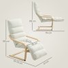HOMCOM Birch Wood Lounge Chair, Upholstered Recliner Lounge Seat with Adjustable Footrest, Modern Armchair for Living Room, Bedroom, Balcony, Office, Cream White