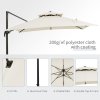 Outsunny 2.7 x 2.7(m) Cantilever Parasol with Aluminium Frame, Crank and Tilt, 360-Degree Rotation, Double Top Garden Umbrella with Base and Cover, Beige