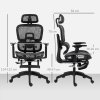 HOMCOM Ergonomic Office Chair, Mesh High Back Computer Desk Chair with 3 Level Adjustable Back, Adjustable Lumbar Support, Swivel Recliner with 3D Armrest, Headrest, Footrest, Black