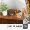 PawHut Corner Dog Crate Furniture, Dog Kennel Side End Table TV Stand with Two Bowls, Feeding Door, for Small, Medium Breeds, Rustic Brown