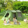 Outsunny 4 Man Tunnel Tent, Family Camping Tent with Porch, Bedroom and Living Area, Sewn in Groundsheet, 3000mm Waterproof, Portable with Bag for Hiking, Festival, Backpacking, Green