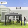 Outsunny 3 x 3m Pop Up Gazebo, 420D Garden Tent Canopy with Removable Mesh Sidewall Netting, Carry Bag for Garden Patio Outdoor, Light Grey