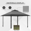 Outsunny 4 x 4m Pop-up Gazebo Double Roof Canopy Tent with UV Proof, Roller Bag & 3-Level Height Adjustable Outdoor Party, Steel Frame, Grey