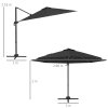 Outsunny 3(m) Cantilever Roma Parasol Adjustable Garden Sun Umbrella with LED Solar Light, Aluminium Frame, Tilt & Crank, UV50+, Cross Base Rotating Outdoor- Dark Grey