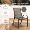 Outsunny 3 Pieces Garden Dining Set, 2 Seater Garden Furniture with High Back Stackable Chairs and Round Glass Top Table, Outdoor Bistro Set for Patio, Black