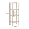 HOMCOM 4-Tier Bamboo Bathroom Storage Shelves, Freestanding Storage Shelving Unit, Multifunctional Display Plants Stand Shelf Rack Organiser