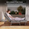 Outsunny Outdoor PE Rattan Recliner Chair with Cushion, Foldable Design Garden Recliner Chair with Retractable Footrest and Adjustable Back with 80 Degree Recline
