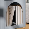 HOMCOM Bedside Table, Modern Bedside Cabinet with 2 Open Compartments and Unique Arch Design, Side Table for Living Room, Bedroom, Grey