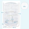 PawHut Bird Cage with Perches, Food Bowls, Swing, Parrot Cage for Budgie, Parakeet, Small Bird, 46.5 x 35.5 x 92cm, White