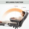HOMCOM Executive Office Chair, Leathaire Reclining Computer Desk Chair with Lumbar Support Pillow, Built-in Headrest, High Back, Footrest, Silent Swivel Wheels, Armrest for Home, Grey