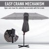 Outsunny 4.4m Large Garden Parasol, Double-Sided Cantilever Parasol with Base Included, Patio Umbrella Sun Shade with Steel Pole 12 Ribs Crank Handle Easy Lift Twin Canopy, Grey