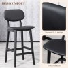 HOMCOM Bar Stools Set of 2, Breakfast Bar Chairs, PU Leather Upholstered Kitchen Stools with Backs, Footrests and Solid Wood Legs, Black