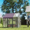 PawHut Chicken Run, Large Wooden Walk In Chicken Coop with Waterproof Cover, Split Door, 2 Nesting Boxes, 2 Roosting Bars, Poultry Hen Cage for 6-8 Chickens, Ducks, Geese, Rabbits, 1.7 x 1.8 x 1.8 m